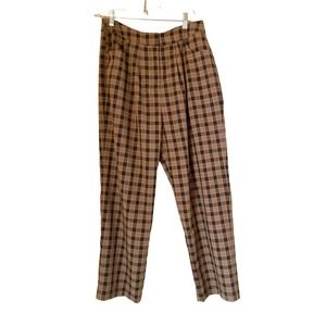 Sugar + Lips Women's Pants Size L Jr Black Tan Plaid